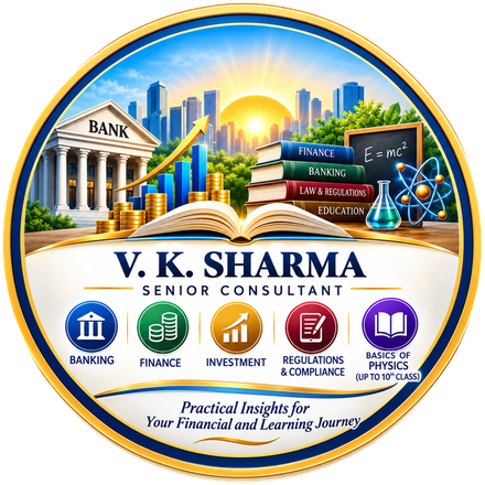 V. K. Sharma, Senior Consultant: banking, finance, investment, regulations and compliance, and basics of physics